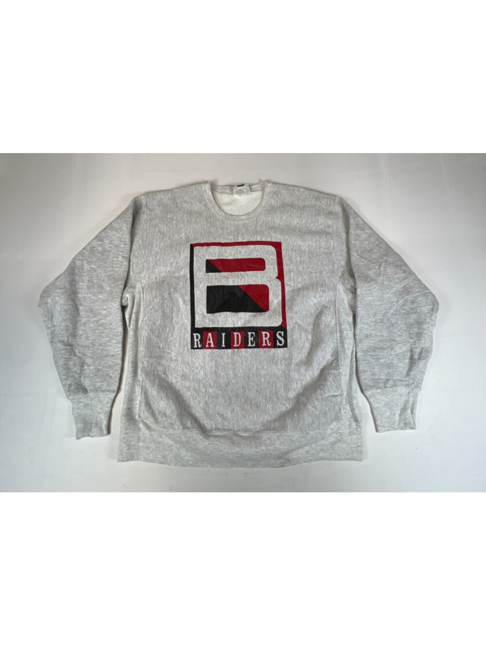 Lee Cross Grain Vintage Men XL Grey Raiders Graphic Sweatshirt Made in USA